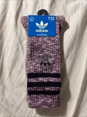 adidas Maroon Heather & Black Crew Socks